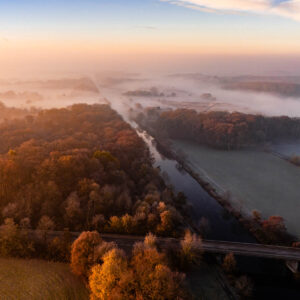 Der Herbst im Nebel 20x20x2 cm (BxHxT)